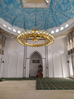Lustre suspendu en fer plaqué or au design islamique avec LED et garantie de 2 ans pour grande mosquée et salle de prière, lanternes marocaines