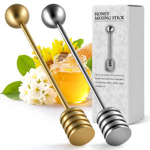 Bâtonnets à miel personnalisés en acier inoxydable 304, cuillère à miel et sirop, mini cuillère à mélanger, outil de mélange pour pot de miel - Product Image 1