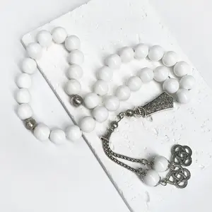 İslami toptan türk Tesbih Tasbeeh hediye tespih aksesuarları 10mm reçine kabuk beyaz müslüman tespihler Tasbih - Product Image 3