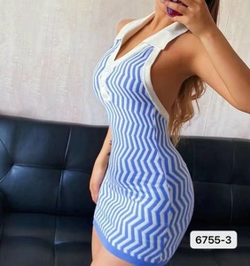 เดรสสั้นรัดรูปคอวีแบบผูกหลัง แฟชั่นฤดูร้อนสไตล์ลำลอง ขายส่ง - Product Image 5