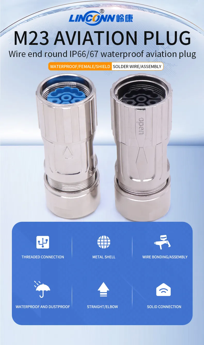 M23 connector 4-core 5-core industrial plug socket factory supply waterproof circular aviation connector plug