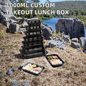 Biểu Tượng Tùy Chỉnh 1000Ml Nhự<span class=keywords><strong>a</strong></span> Dùng Một Lần Hộp Ăn Trư<span class=keywords><strong>a</strong></span> Hình Chữ Nhật Màu Đen Takeout Bao Bì Thực Phẩm Container Cho Bánh <span class=keywords><strong>Hamburger</strong></span> Dập Takeaway - Product Image 3