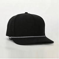 Topi polos custom logo berkualitas tinggi grosir, 92% poliester 8% spandeks, berlubang laser huruf umum, dewasa 5 panel unisex