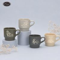 Ensemble de tasses à café empilables SWT avec support métallique, emballage personnalisé OEM, ensemble de tasses en céramique