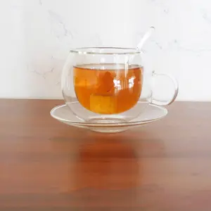 Juego de tazas de café de vidrio de borosilicato, doble pared, 2 uds.