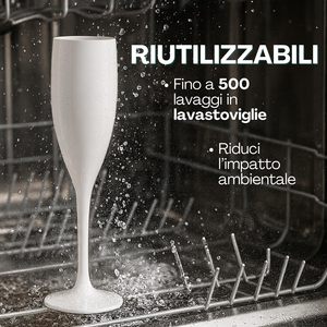 Copas de champán de plástico reutilizables blancas de 150 ml, juego de 6 - Product Image 5