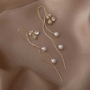 Boucles d'oreilles pendantes en pierre naturelle CherryShape, style cyber-célébrité, avec pompon, luxe léger, design élégant pour femmes, boucles d'oreilles créoles haut de gamme - Product Image 5