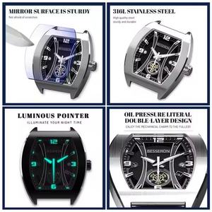 Relojes de Lujo para Hombre en Stock, Nuevo Estilo Tonneau, Función de Fecha, Relojes Mecánicos Automáticos para Hombre con Correa de Goma - Product Image 5