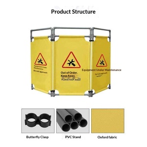 Barrière de sécurité pliable télescopique en tissu non réfléchissant Dinghong, 3 pièces, pour travaux routiers et isolation, clôture d'avertissement - Product Image 2