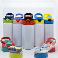 Gobelet isotherme pour enfants en acier inoxydable 304 de 12 oz, sublimation, isolation sous vide, performance thermique de 6 à 12 heures, couvercle à clapet coloré