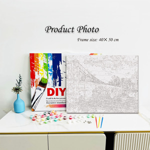 Kit de Pintura por Números en Lienzo, Diseño Rectangular Hecho a Mano, Impresión Digital de Paisajes, Arte de Ciudad, Puente, Paisaje Marino, DIY - Product Image 2