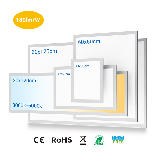 Custom Size CCT LED Panel Light 295x1195mm 25W 30W 40W 150LM/W Aluminum Frame CE RoHS 5Years Warranty for Commercial Building