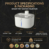 Fontaine à eau intelligente pour chat, ultra silencieuse, réglable, carrée, portable, alimentée par USB, charge sans fil, en acier inoxydable, étanche, facile à utiliser