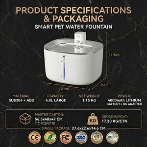 <span class=keywords><strong>Fontana</strong></span> Intelligente per Gatti Ultra Silenziosa, Regolabile, Quadrata, Portatile, con Ricarica Wireless, in Acciaio Inossidabile, Impermeabile e Facile da Pulire - Product Image 3