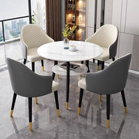 Ensemble de table ronde en pierre frittée de luxe, 4 chaises, qualité commerciale, pour café, hôtel, réception de bureau, directement de l'usine