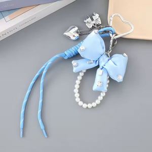 Creative Gift PU Leather Korean Bow <b>Key</b> <b>Chains</b> Bow Tassel Keyring Bag Accessories Pendant Cheer Bow Keychain - Product Image 3