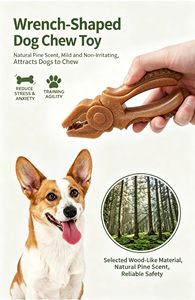 Jouet à mâcher dentaire pour chien en plastique durable, couineur, en forme de clé à molette et de pince à fil, réduit les morsures destructrices - Product Image 6