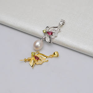 European American S925 Silver Pendant Headpiece Personalized Butterfly Pearl Empty <b>Tray</b> DIY <b>Jewelry</b> Findings & Components - Product Image 1