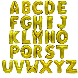 A-Z 16 pollici lettere d'oro inglese palloncino con pellicola in alluminio palloncino con decorazione di compleanno