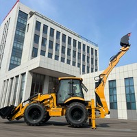 JC-488 Backhoe Loader 4m Dig Quick Hitch Custom Attachments Wheel Loader Mesin Yuchai untuk Konstruksi Pertanian