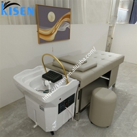 Table de lavage de cheveux Kisen 60L avec réservoir d'eau, lavabo portable pour thérapie capillaire, lit de shampooing sans plomberie, fumigateur pour lit de beauté, utilisation en spa