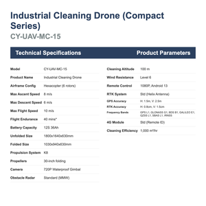 CY-UAV-MC-15 Mini Dron Industrial de Limpieza, Larga Duración, Autorefrigeración, Para Todo Tipo de Clima, Limpieza de Fachadas de Edificios Altos - Product Image 6