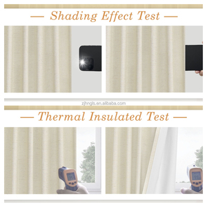 Rideaux occultants modernes en mélange de lin, économiques en énergie, écologiques, imperméables, avec isolation thermique et cantonnières pour une intimité accrue - Product Image 4