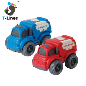 Bioplastic Material Mini Car Toys Car 2Pcs Free Wheel Toy Truck Constration Police Fire Truck For Kids
