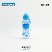 Bouteilles d'eau élégantes 2026 de 500 ml en plastique AS écologique sans BPA, adaptées à l'eau chaude, avec logo personnalisé et couvercle à clapet
