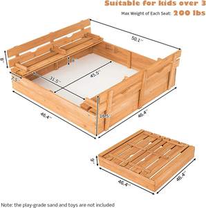 <span class=keywords><strong>Bac</strong></span> <span class=keywords><strong>à</strong></span> <span class=keywords><strong>sable</strong></span> <span class=keywords><strong>original</strong></span> en cèdre avec banquettes intégrées et housse Équipement de jeu extérieur en bois robuste pour enfants - Product Image 5
