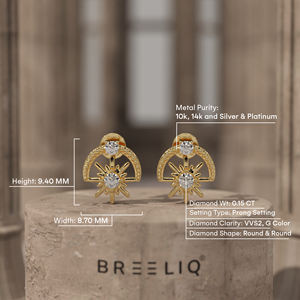 Pendientes de Oro Macizo con Diseño de Sol Celestial, Elegantes Pendientes de Diamantes de Corte Redondo con Halo de Sol, Joyería Fina Moderna con Diseño de Galaxia - Product Image 6