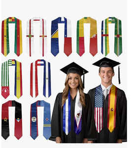 定制环保聚酯毕业披肩，希腊和美国国旗图案，男女皆宜；毕业庆典欢迎礼物 - Product Image 6