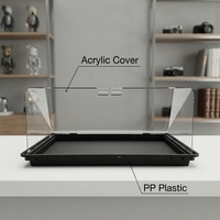Vitrine en plastique PP avec couvercle en acrylique pour objets de collection, modèles et électronique (ouverture latérale longue/ouverture latérale courte)
