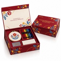 Kit de broderie personnalisé, boîte rigide magnétique, emballage cadeau avec feuille d'or