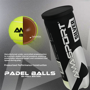 Pelotas de Pádel Plateadas <span class=keywords><strong>AMA</strong></span> Sport España, Pelotas de Pádel Profesionales Personalizadas de Alta Calidad Presurizadas para Competición - Product Image 2