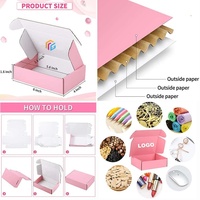 Boîte en carton ondulé personnalisée avec impression double face colorée, boîte d'emballage pour perruque noire et rose, boîte d'expédition pour perruque