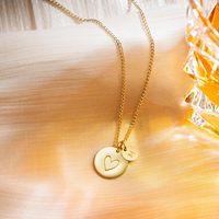 Kalung piringan ibu personalisasi baja tahan karat perhiasan cinta tag Hati awal kalung cakram MAMA koin kustom cantik untuk wanita