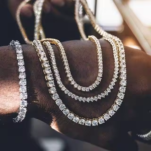 Großhandel Hip Hop-Schmuck Mode 18K Gold Silber plattiert Diamant Tenniskette Halskette für Herren Damen - Product Image 4