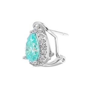 Drop Earrings Water Drop Shape 925 Sterling Silver Lake Green Stone Circling Setting Gift Jewelry Unisex - Product Image 5