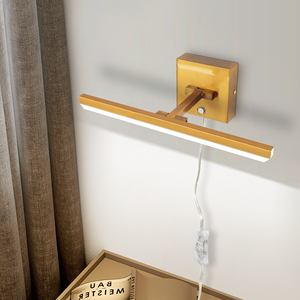 Applique murale linéaire réglable avec interrupteur tactile et variateur d'intensité, 14,4 pouces, 8W, en laiton, pour miroir de chambre à coucher, design moderne, éclairage pour tableaux - Product Image 1