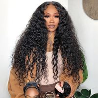 Perruques Lace Front Wig à cordon de serrage Deep Wave Cheveux humains 13x4 HD Perruques Lace Front Pre Plucked Perruque Deep Wave avec cheveux de bébé Densité 200%