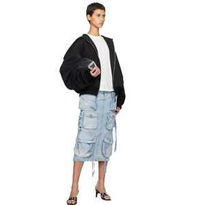 <span class=keywords><strong>Grande</strong></span> vente tricot côtelé ourlet poignets hauts laine vierge gabardine Bomber noir manches ballon à capuche Bomber <span class=keywords><strong>veste</strong></span> pour femmes - Product Image 4