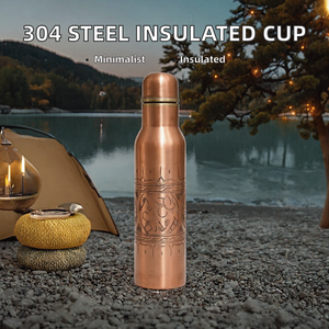 SOFIYA CRAFT Copper Water Bottle Etched Portable <b>Reusable</b> <b>Mug</b> with Lids Customized Color for Office Home Travel & Outdoor Use - Product Image 2