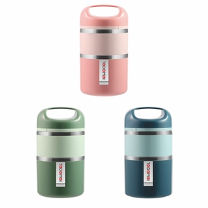 Homio Tedemei <span class=keywords><strong>2</strong></span> Lớp Di Động 1,13l BPA Free Leakproof Round Inox Bát Sinh Viên Kid Bento Hộp Cơm Trưa Hộp Đựng Thức Ăn - Product Image 1