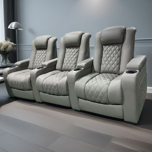 Ensemble de canapé inclinable électrique en cuir de grain supérieur de style <span class=keywords><strong>coréen</strong></span> salon de meubles de théâtre multifonctionnel - Product Image 1