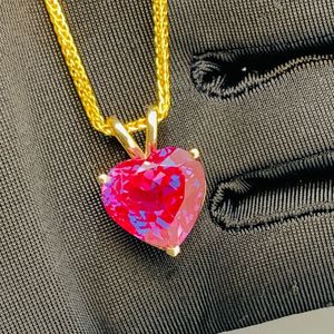 Collar de Oro Sólido de 18K y 14K con Corazón para Mujer, Gema de Alejandrita con Corte Corazón de 15 Quilates, Estilo Clásico para Boda - Product Image 3