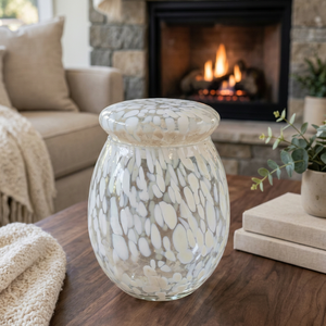 Handmade Modern Blown <b>Glass</b> <b>Vase</b> Artistic White Dot Pattern <b>Small</b> Tabletop Flower Vessel Home Decor Wedding Diwali - Product Image 1