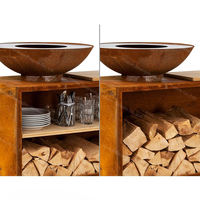 Brasero multifonction d'extérieur, utilisable comme foyer, barbecue, table d'appoint pour terrasse et cour, pour brûler du bois et du charbon de bois