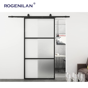 Puerta Corredera Interior de Vidrio Blanco y Aluminio Estilo <span class=keywords><strong>Granero</strong></span> Francés Rogenilan, Divisor de Habitaciones, Puertas <span class=keywords><strong>Granero</strong></span> - Product Image 4