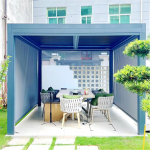 Gazebo Motorizado Impermeable para Piscina con Iluminación LED para Sombra en el Patio - Product Image 1